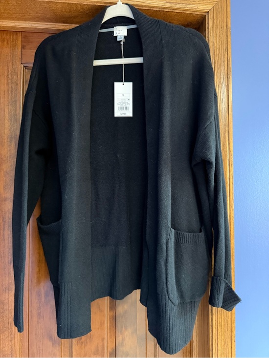 a new day Sweaters - a new day Black Open-Front Pocket Cardigan Sweater, Size Medium
